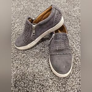 Gray Perforated Slip-On Sneakers